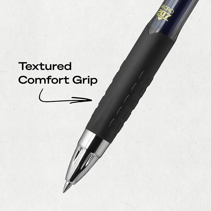 uniball™ 207 Gel Pens, Blue Ink, 0.5mm Micro Point, Retractable, 12 Count, Smooth Writing, Fraud-Resistant, uni Super Ink™