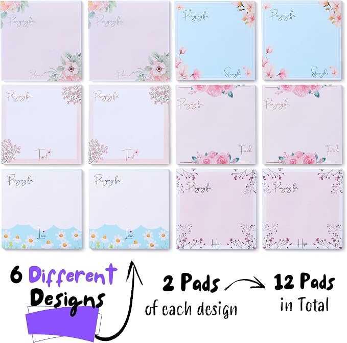 Mr. Pen- Floral Sticky Notes, 3"x3", 12 Pads, 700 Sheets, Colorful | Sticky Notes Bulk, Self-Stick Note Pads, Perfect for Office, School, Home, Study & Organization