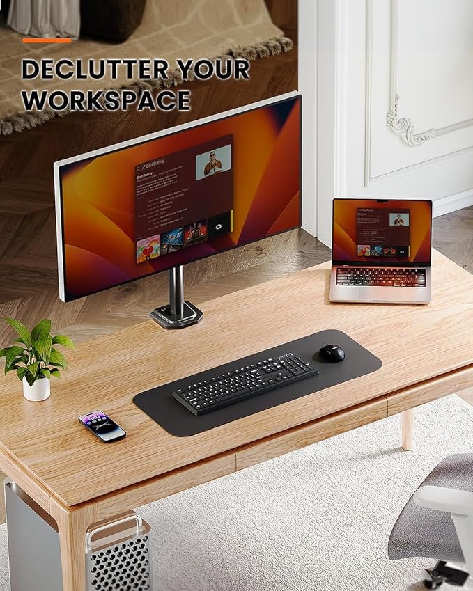 Ergear Single Monitor Mount for 13-32 Inch Screens,17.6 lbs Capacity | Steel pole design,tilt, swivel, rotation,cable clips,desk space saving, home office setup, VESA 75x75/100x100mm