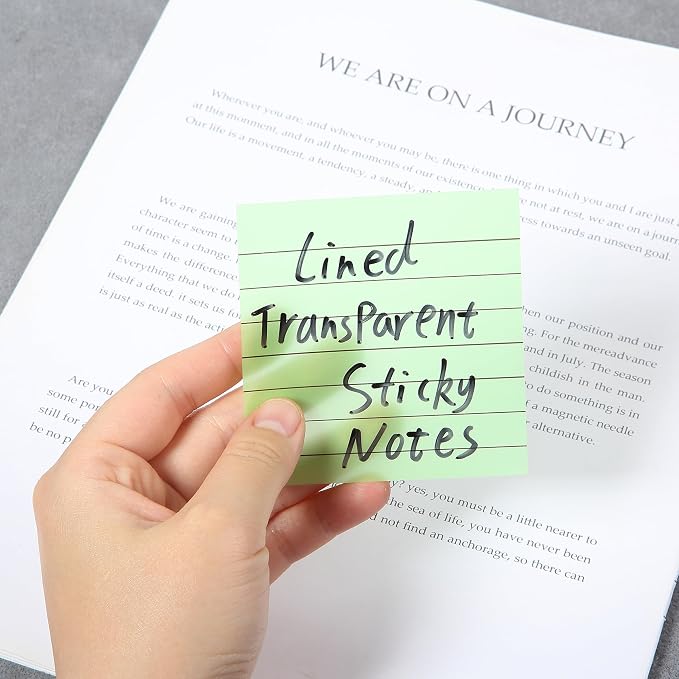Mr. Pen- Transparent Sticky Notes, 3"x3", 10 Pads, 7X Lined, 3X Blank | 500 Sheets, Lined Transparent Sticky Notes, Water-Resistant See Through Self-Adhesive Note Pads for Bible Journaling