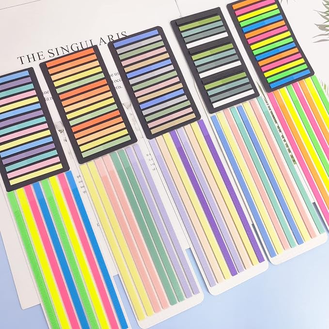 Potanro Sticky Tabs 2300 Pcs Translucent 10 Sheets Highlighter Book Tape | Long Highlighting Sticky Tabs for Annotating Books, Aesthetic Office Suppliesbook for eachers Students Reading Home Office
