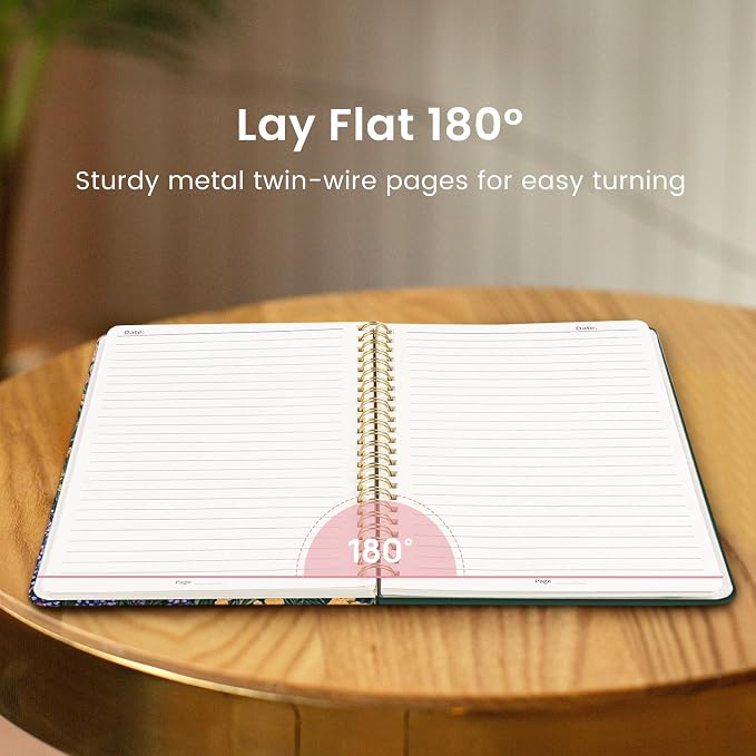 Taja Lined Spiral Journal Notebook for Women, A5 Cute College Ruled Hardcover Notebook for Work & Note Taking, Pretty Journal for Writing, 140 Pages, Blooming Symphony
