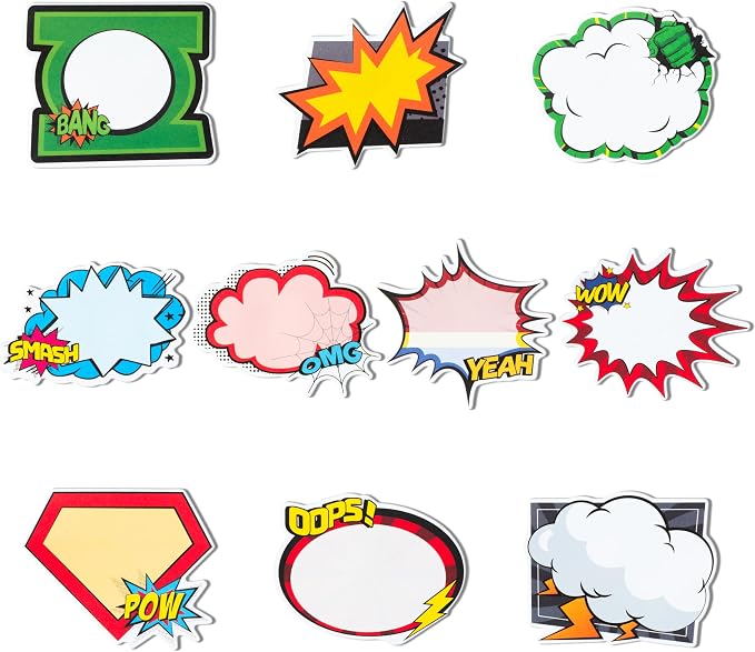 AgincBerry Hero Sticky Notes - 30PCS Cool Cartoon Back to School Self-Stick Notes Mini Super Fun Memo Pads Creative Shaped Notepad Writing Sticky Note for Office Home School Gift Tab Supplies
