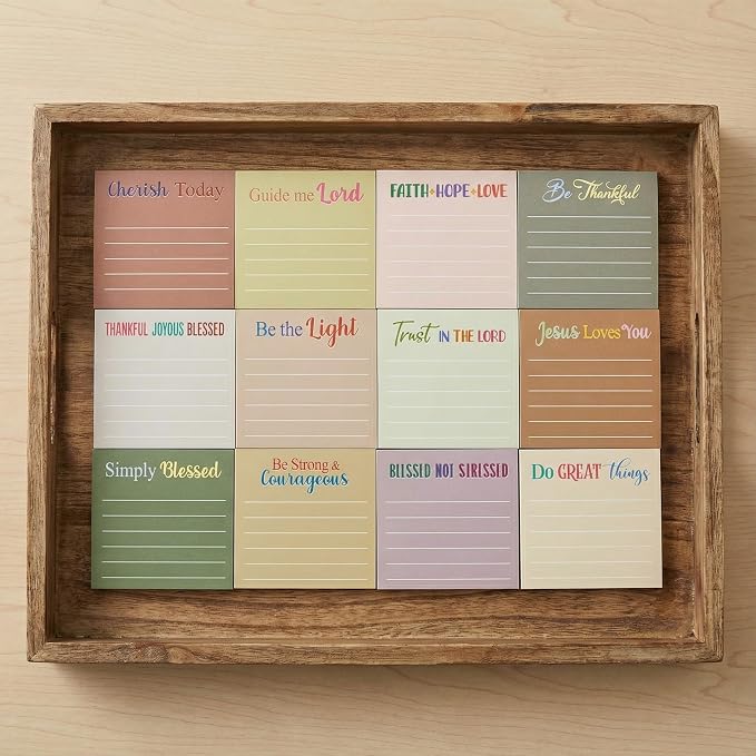 Yinder 24 Pcs Inspirational Sticky Notes, Back to School Supplies, Cute Motivational Sticky Notes Pad Employee Appreciation Gifts Bulk for Teacher Coworker Office 3 x 3'' (Bible,Boho)