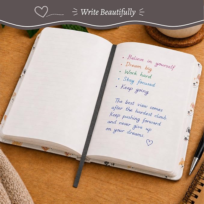 WORLD TRAVELER Eccolo A5 Hardbound Journal Notebook 256 Ivory Lined Pages | Sturdy Flexible Hardcover, 80GSM Acid-Free Ivory Pages, Smyth-Sewn Lay-Flat Binding, Ribbon Bookmark
