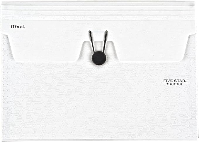 Five Star Expanding File Organizer, 6-Pocket Accordian File Organizer, Bungee Closure, Holds 8-1/2" x 11" Paper, White (350100E-ECM)