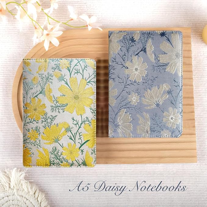 ipoul Beautiful Journal for Women, Daisy Flower, Hardcover, A5, 6x8, Lined Pages, Lay-flat, Personal Notebook, Self Care Journal, Birthday Gifts for Friends Female, Wife, Mom, Yellow
