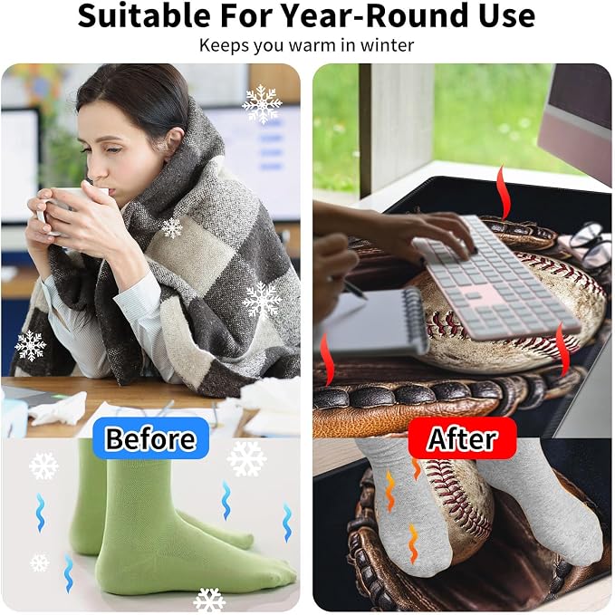 Warm Desk Pad,Heated Desk Pad,Office Mat,3 Heating Levels & 3 Hours Auto Shut-Off,31.5"*13" Gaming Mouse Laptop Keyboard Leather Desk Mat,Retro Baseball