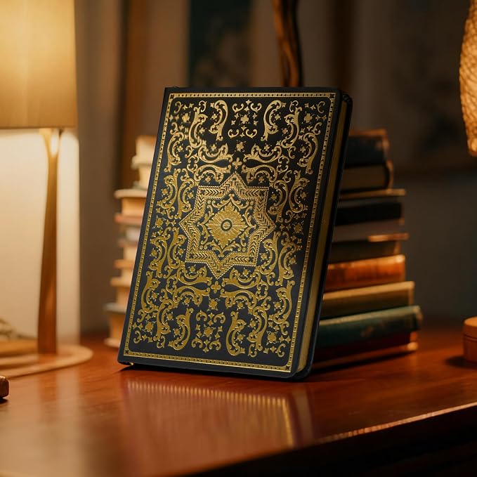 Gilded Vintage Leather Journal Hardcover Antique Diary Notebook | Ornate Decorative Pattern Cover, Premium Lined Paper, Classic Diary for Journaling, Writing, Poetry & Gifting
