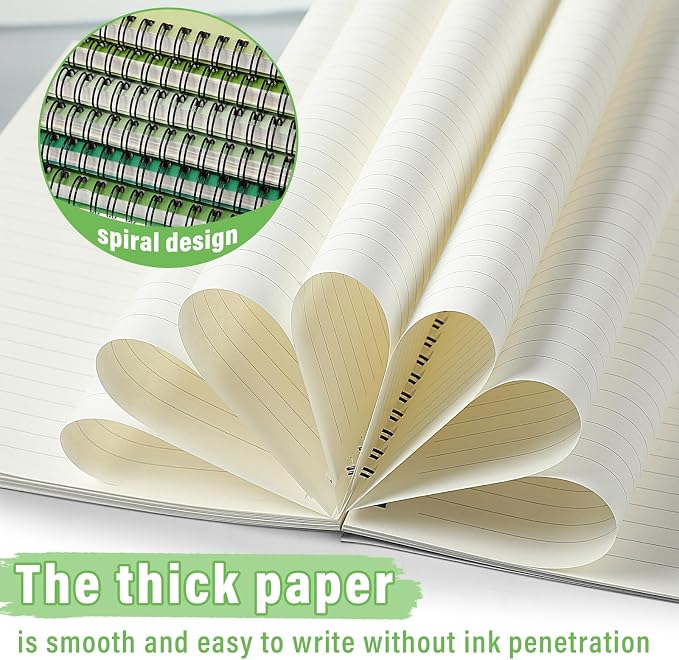 Fuutreo 6 Pack Spiral Notebook 10.5x7.45 Notebook,Green Series,Forest