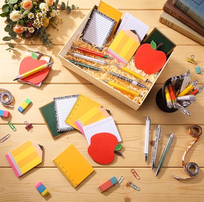 Eaasty 72 Pcs Back to School Teacher Gifts Bulk Cute Composition Notepads and Ballpoint Pens with Ribbon Inspirational Thank You Gifts for Teacher, Student, Staff, Coworker