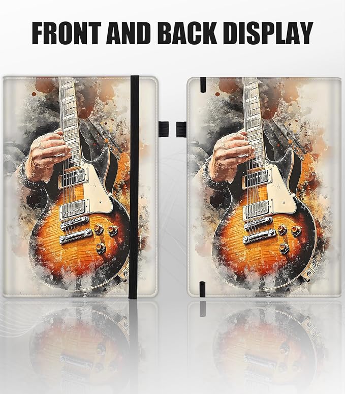 Hardcover Executive Notebooks, A5 PU Leather Lined Journal Notebook, 200 Pages Thick Paper Subject Notebooks for School,Work,Home Writing Business Notebook, Diary Book ，Playing Guitar