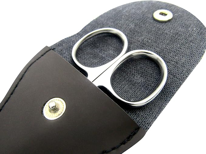 Rounded Stainless Steel Small Facial Hair Scissors, 3.7 Inches - Rounded Tip Scissors for Nose Hair, Mustache, Beard, Eyebrows, Eyelashes & Baby Nails