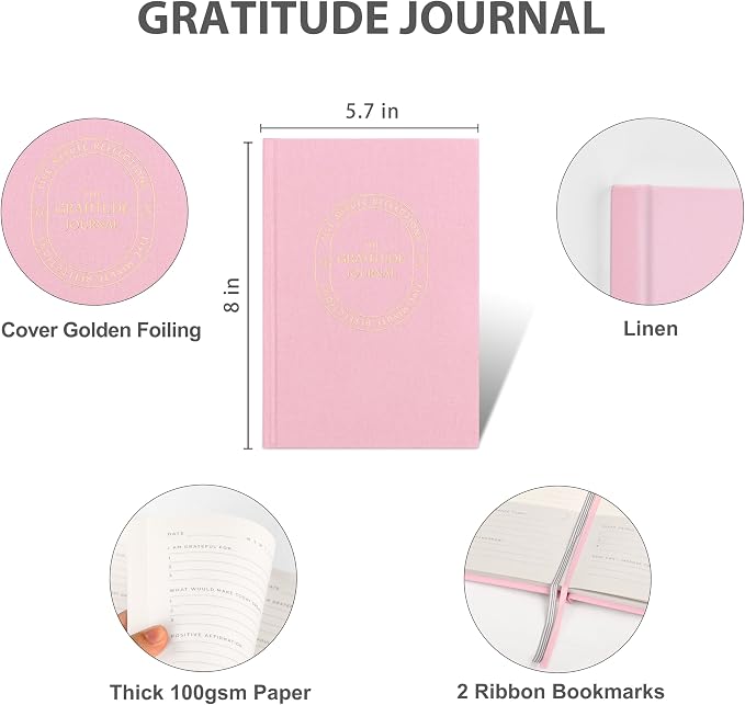 And Per Se Gratitude Journal – 5 Minute Daily Practice for Women with Prompts & Quotes – Undated Mindfulness & Happiness Notebook (Blush)