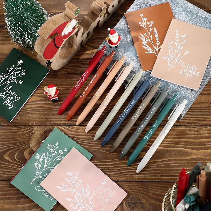Affrolling 100 Pcs Inspirational Notebooks with Pen Bulk Motivational Mini Notepads Back to School Gift for Students Teacher Appreciation Gift Employee Coworker Secretary Assistant (Retro Colors)