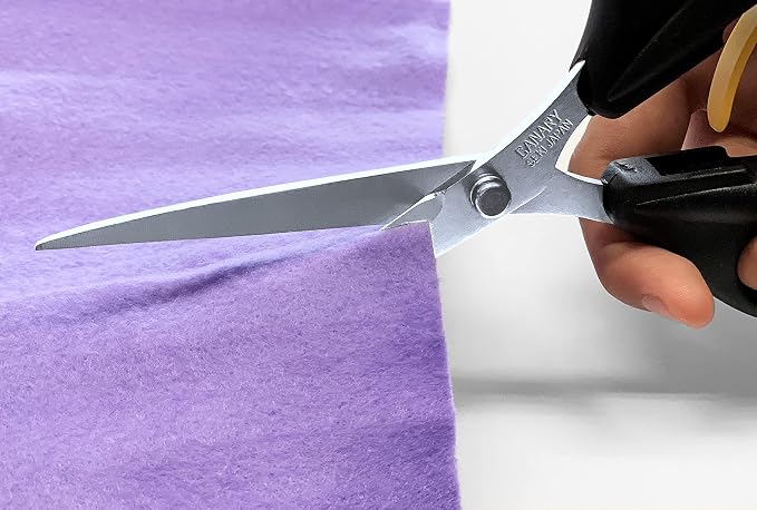 CANARY Spring Loaded Craft Scissors with Cover 7.2" [Long Blade], Made in JAPAN, Razor Sharp Japanese Stainless Steel Blade, Black