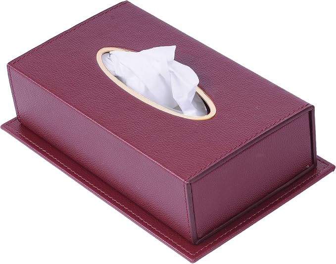 MOOGCO Leather Desk Organizer - 14 PCS Burgundy Home Office Accessories