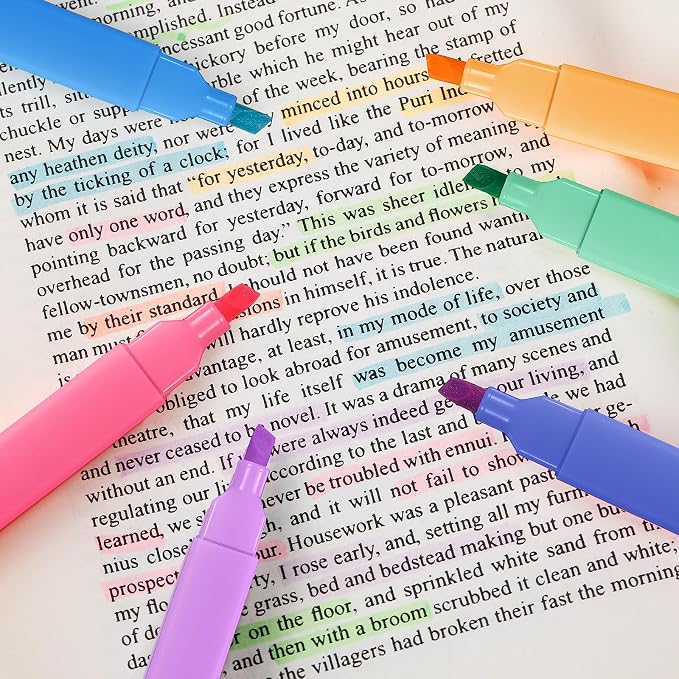 Marspark 216 Pcs Highlighters Bulk Chisel Tip Aesthetic No Bleed Cute Color Marker Pens for Journal Planner Notes School Study Office Supplies(Candy Colors)