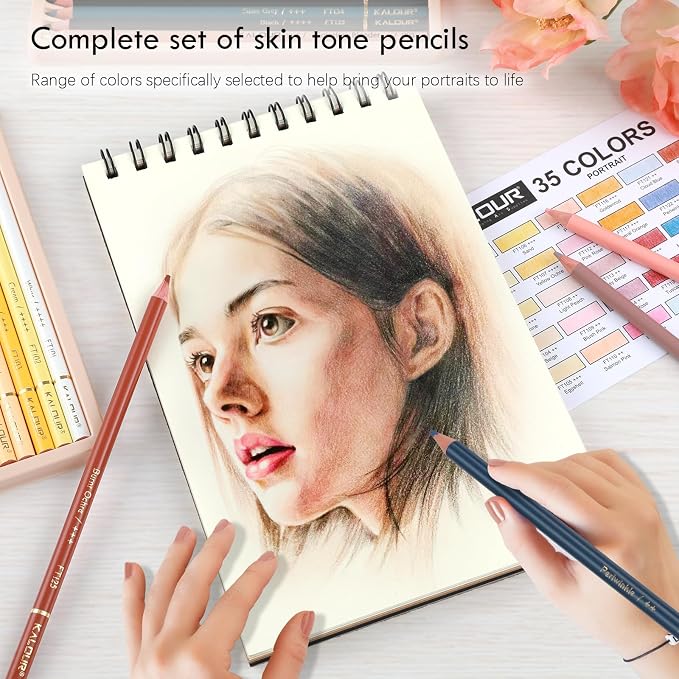 KALOUR PDAS 36 Skin Tones Colored Pencils Portrait Set Oil Based Pre-sharpened Drawing Pencils for Beginner Adult Artist Coloring Book Drawing Sketching Art Project, With Light Fast Ratings