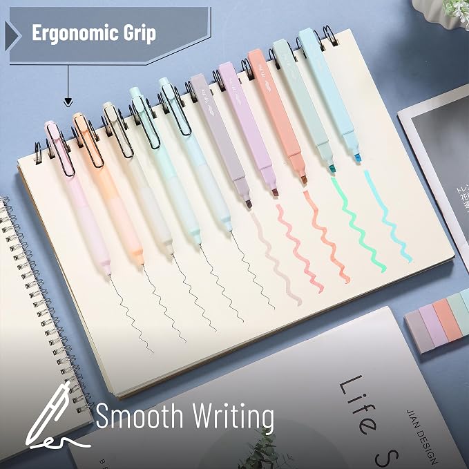 Mr. Pen- Aesthetic Highlighters and Gel Pens, 10 Pack | Morandi Colors Bible Highlighters No Bleed, Morandi Ink Gel Pens, Fast Dry and No Smear for Bible Journaling, Planner