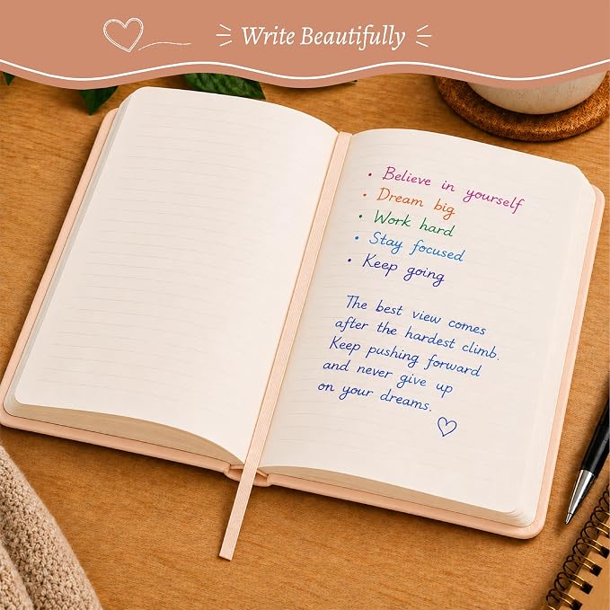 WORLD TRAVELER Eccolo A5 Hardbound Journal Notebook 256 Ivory Lined Pages | Sturdy Flexible Hardcover, 80GSM Acid-Free Ivory Pages, Smyth-Sewn Lay-Flat Binding, Ribbon Bookmark
