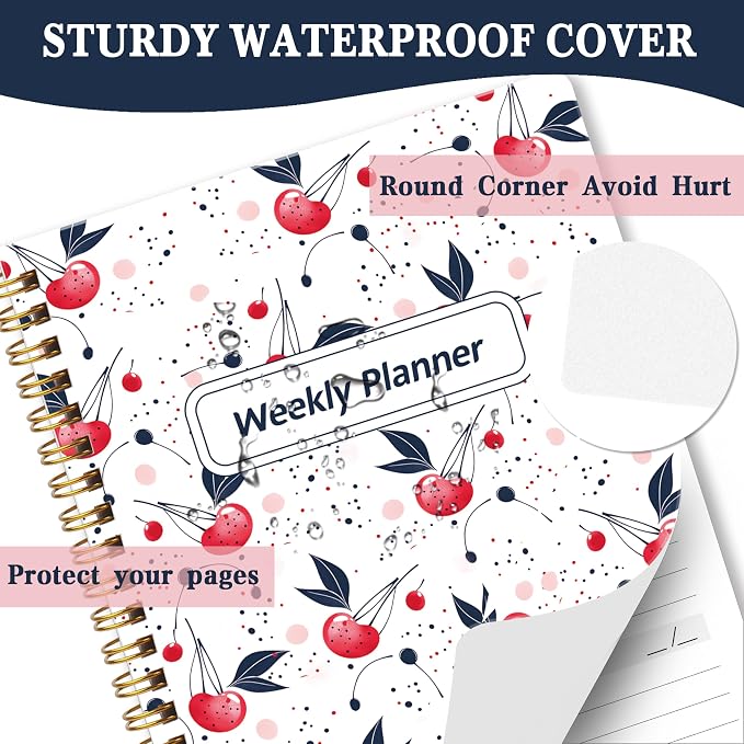 Undated Weekly Planner with To-Do List & Habit Tracker, 5.7" x 8" | 52 Weeks, 2-Page Weekly Spreads, Spacious Writing Space, No-Bleed Paper, Smooth Writing, Waterproof PVC Cover, Spiral Bound