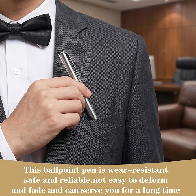 150Pcs Slim Ballpoint Pens, 4 Inch Retractable Black Ink Ballpoint, Medium Point, Bulk Metal Pen Set, Gold & Silver & Black Options, Wedding Favors, Office, Business, Teachers