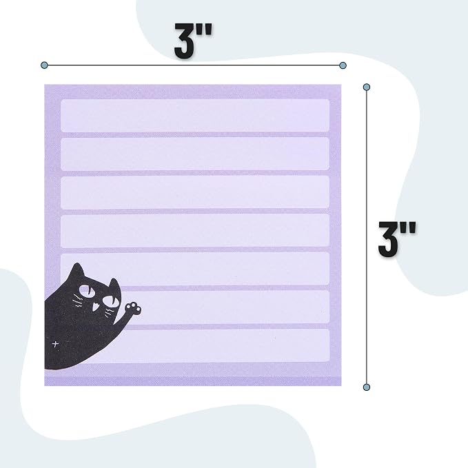 Mr. Pen- Black Cat Sticky Notes Set, 3" x 3", 12 Pads, 900 Sheets | Black Cat Sticky Notes, Memo Pads, Self-Stick Note Pad for Office, School, Home, Study & Organization