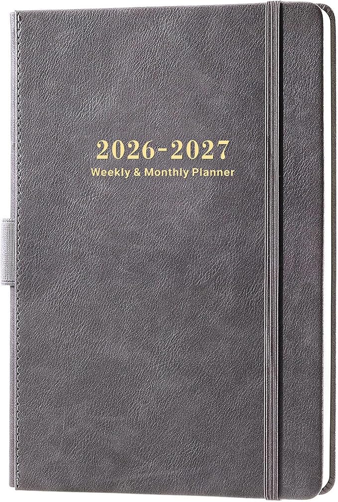 2026-2027 Planner - 5.75" X 8.25", JUL. 2026 - JUN. 2027, 2026-2027 Weekly & Monthly Planner with Calendar Stickers, Premium Thicker Paper, Pen Holder, Inner Pocket and 44 Notes Pages - Gray