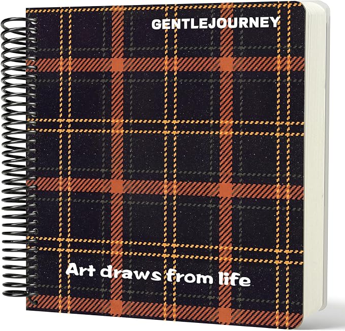 Hardcover Sketchbook,7.2"x8.3"Spiral Bound Drawing Pad,Black Grid | 150gsm(92lb)Acid-Free Thick Paper,Blank Art Journal for Adults,Artists&Beginners,Ideal for Sketching,Doodling and Mixed Media