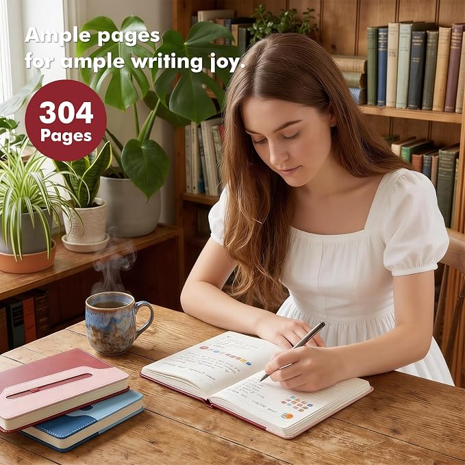 Comix Lined Journal Notebook for Men Women - 304 Pages Thick Journal, 5.9" x 8.3", Hardcover, College Ruled, Fits for Writing, Notes-Taking, Diary and Work, Pink