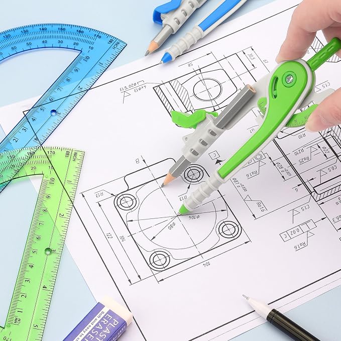 ZZTX 180-Degree Protractor and Compass Set 3 Colors | Precision drawing, 180° measurement, Student geometry
