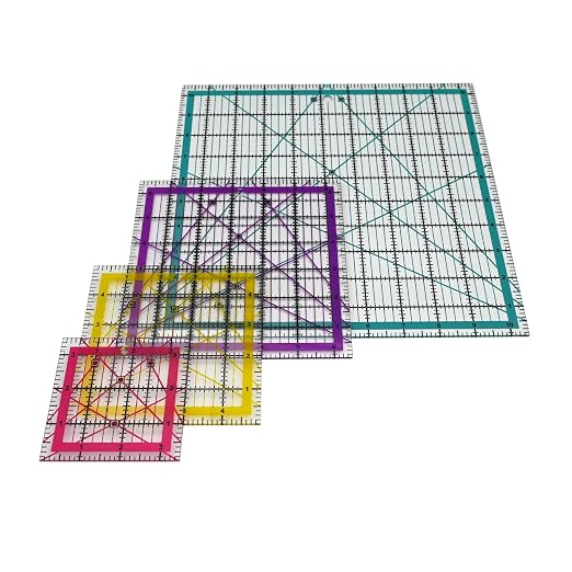 Quilting Rulers,Sewing Ruler,4 Piece Acrylic Square Quilting Templates,Clear Precision Ruler for Quilting Sewing,Tools Supplies Accessories Multcolor(3.5"x3.5" 5"x5" 6.5"x6.5" 10.5"x10.5")