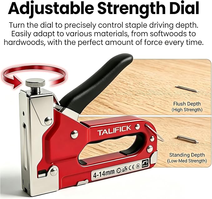 Heavy Duty Manual Staple Gun, Adjustable Stapler with 1000 Staples
