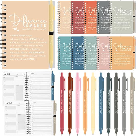 Tellingyou 20 Sets Difference Maker Employee Appreciation Gift for Coworkers to Do List Notebooks with Ballpoint Pens Note Pads Journal for Nurse Staff Team Graduation Teacher (Bright Morandi Colors)