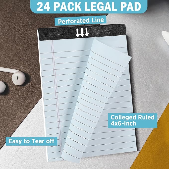 12 PCS 4" x 6" Small Legal Pads College Ruled Lined Mini Pad 80 GSM Vintage Colored Notepad 30 Sheets Memo & Scratch Notepads for Writing Home Office School Work Business To Do List Grocery Lists