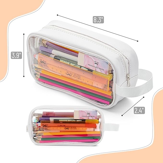 Mr. Pen- Clear Pencil Pouch, Large Capacity Makeup Pouch | Clear Pen Pencil Case, Cosmetics Bag, Multi-Purpose for Travel, School, Teen Girls, Transparent Stationary Bag