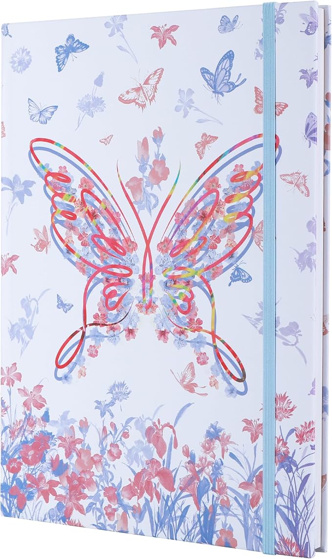 SIIXU Classic Colorful Notebook, A5 Unlined Journal with 192 Pretty Pages | Hand-illustrated by an Artist, Elastic Closure, 2 Ribbon Bookmark, Unique Beautiful Pages, 100gsm No-bleed Paper,Lay-flat