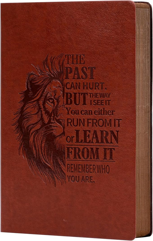 MINICAGIE Leather Journal for Men Soft Cover 256 Pages Lined Journals for Writing A5 Lion Journaling Notebooks Vintage Inspirational Diary, 5.7" x 8.3", Red