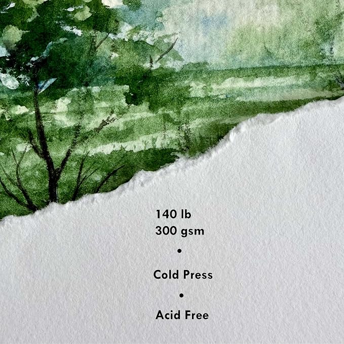 tumuarta 140LB Cotton Watercolor Paper Sketchbook Journal, Cold Press | 5.5x5.5”, 300 GSM, 24 Sheets, 48 Pages, Acid Free Watercolor SketchBooks for Use As Mix Media Pad On The Go