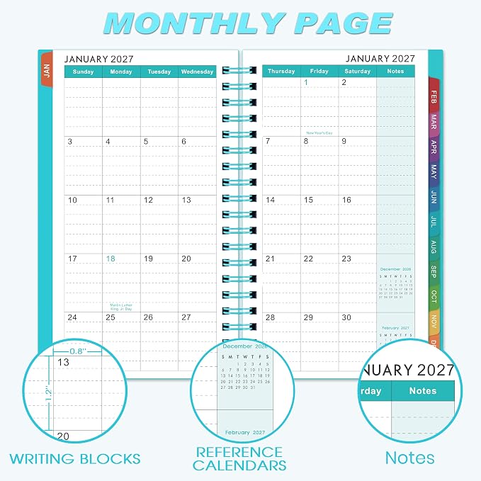 2027 Pocket Calendar/Planner - Weekly & Monthly Pocket Planner for Purse, Jan. 2027 - Dec. 2027, 6.8" x 4.1", Strong Twin - Wire Binding, Plastic Cover