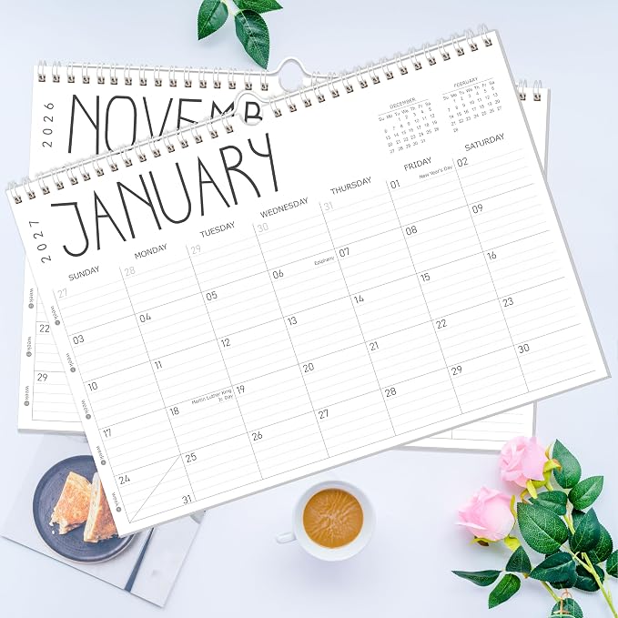 GuassLee Wall Calendar 2026-2027,12 Months Academic Planner Through Jun. 2026 to May 2027,17" X 12" Paper Monthly Planner Wall Hanging Calendar with Thick Paper for Easy Organizing