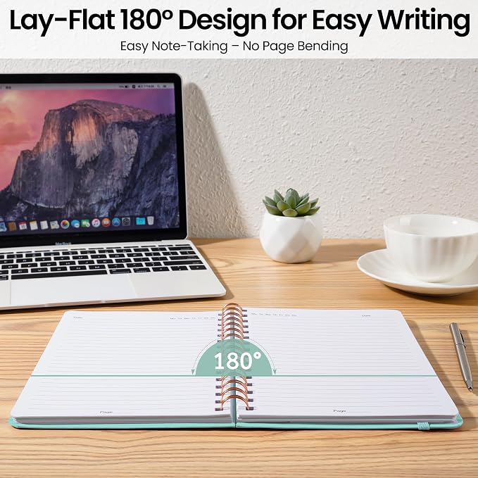 CICPAP Lined Spiral Journal Notebook, A5 College Ruled Notebook for Journaling, Note-Taking, and Daily Planning, Durable Hardcover with an Elegant Design, Seafoam