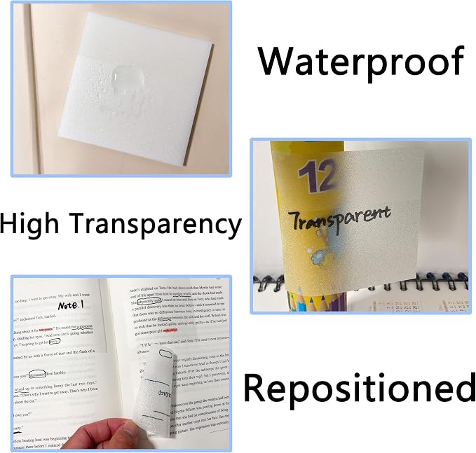 YOUDEFUL Transparent Sticky Notes, 3"x3" Self-Adhesive Translucent Clear See Through Sticky Notes for Planner Office School College Teacher Student Supplies