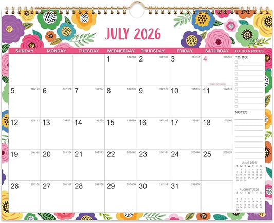 2026-2027 Wall Calendar - Wall Calendar 2026-2027, JUL.2026 -DEC.2027 | 15" x 11.5", 18 Months Calendar July 2026-2027, Hanging Hook, Large Daily Blocks, Thick Paper - Clorful Floral