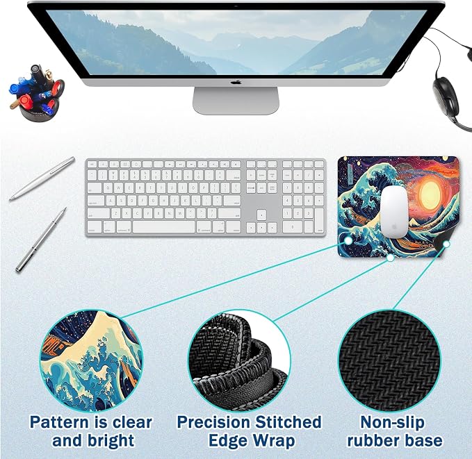 Mouse Pad for Gaming & Office - (11.8"×9.8") Small Desk Mat with Smooth Surface and Stylish Design for PC, Home Office Decor and Work