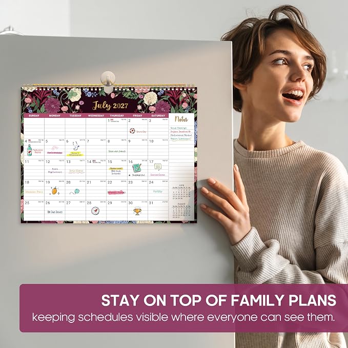 Calendar 2026-2027, 21-Month Wall Calendar Runs from Apr 2026 to Dec 2027,11.5" x 14.7",Large Monthly Calendar with Twin-Wire Binding, Perfect for Home or Office - Midnight Garden