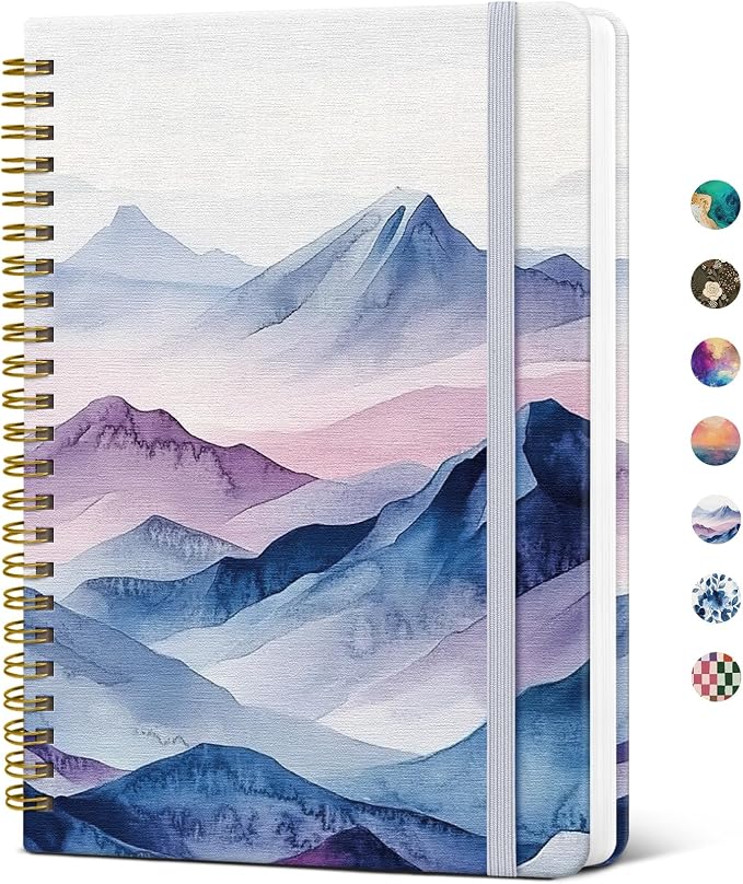 Taja Lined Spiral Notebook Journal for Women A5(5.8" × 8.3"), Cute Hardcover Notebook for Work, School & Note Taking, Pretty College Ruled Journal for Writing, 140 Pages, Distant Peaks
