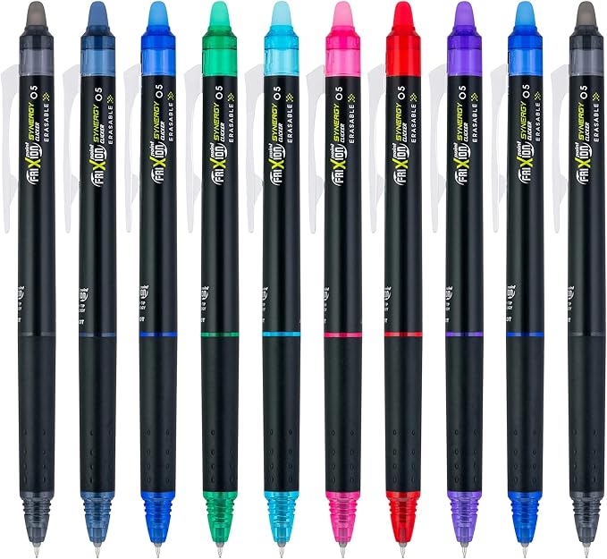 PILOT FriXion Synergy Clicker Erasable,Refillable & Retractable Gel Ink Pens,Extra Fine Point,Assorted Ink Colors,(17481),10 Count (Pack of 2)