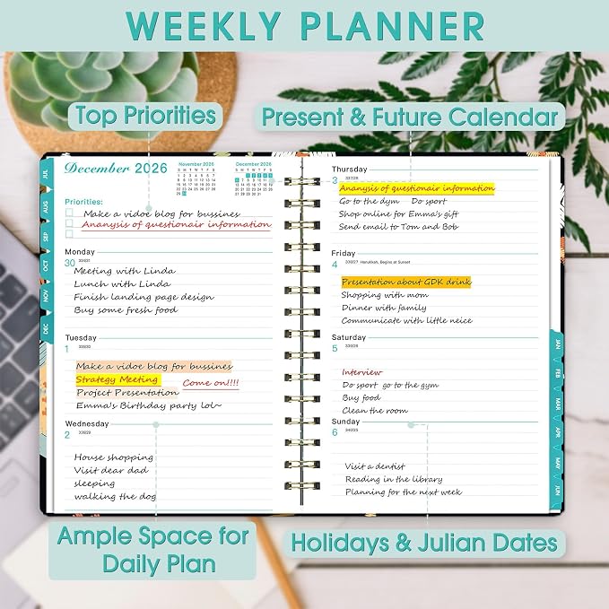 Planner 2026-2027 Weekly and Monthly Calendar Planner Jul 2026-Jun 2027 | Academic Planner with Stickers,Tabs and Pocket,Teacher Student Planning book Ideal for Office School Supplies,6.3" x 8.5"